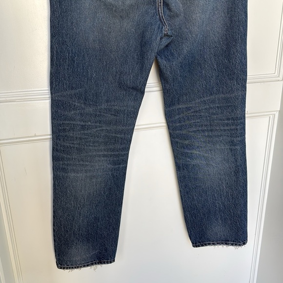 Madewell Petite Classic Straight Leg Jeans Jade Wash Knee-Rip Edition size 26 - Picture 12 of 16